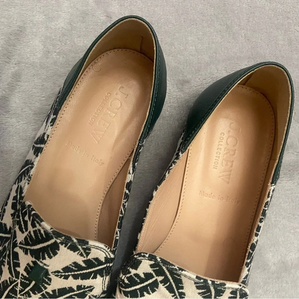 J. Crew Women's Cream Green Banana Leaf Print Loafers